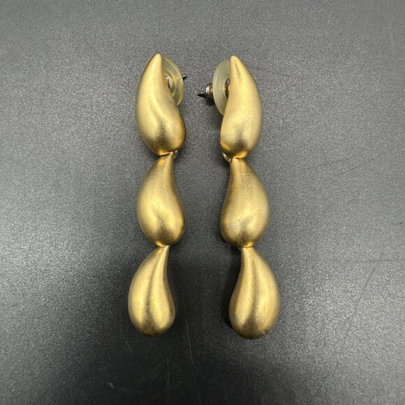 Vintage Teardrop Statement Earrings 1950s Mid Century Erwin Pearl Gold Toned - Picture 2 of 8